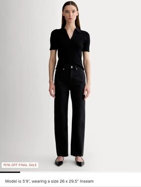 Everlane Way High Straight Leg Jeans in Washed Black